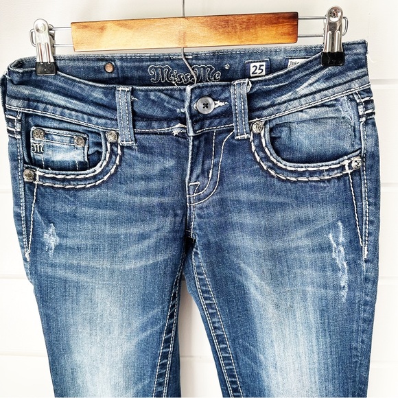 MissMe Jeans Style: JE544052L Skinny Jean, Women's size 25, Sequins Studs Jewels - Picture 6 of 7